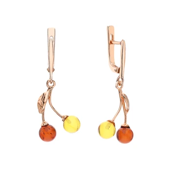 

Silver earrings with amber sunlight