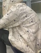 Sudadera con capucha para mujer, de dibujos animados, de oso, primavera y verano, con cremallera, moda coreana, 12345-Lillte