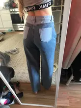 Iamhotty-Vaqueros rectos de retales para mujer, ropa de calle desgastada Vintage de cintura alta para novios, Mom y2k, 2020