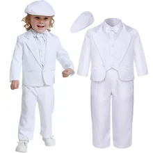 

Baby Boys Baptism Christening Suit Infant Wedding Birthday Outfit Toddler Party Ceremony Blessing Photography Tuxedo 4 pcs