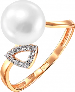 

Примаэксклюзив ring with pearls and cubic zirconia in red gold