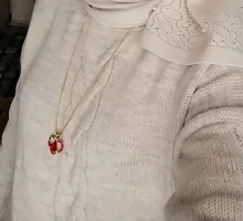 Nuevo amor corazón rojo rosa colgante, collar de mujer Color dorado para señorita gargantilla collar de joyería de moda para el Día de San Valentín regalo