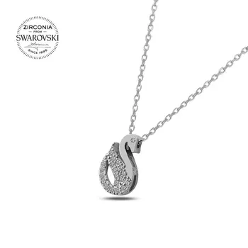

Angemiel 925 Silver Swarovski Zirconia Cubic Zirconia Swan Necklace
