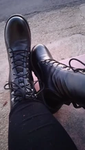 Botas de mujer de estilo británico clásico de la motocicleta 0 botas vendaje Punk otoño zapatos impermeables zapatos Bota femenina tamaño hjm9