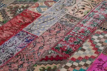 

204x306 Cm Red Handmade Modern Patchwork Rug-7x10 Ft