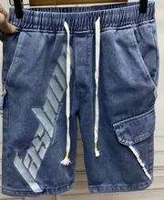 Verano de los hombres pantalones vaqueros pantalones cortos casuales de moda de Treetwear alta calidad caliente Retro de algodón Denim Pantalones Harajuku hombres pantalones cortos de talla grande