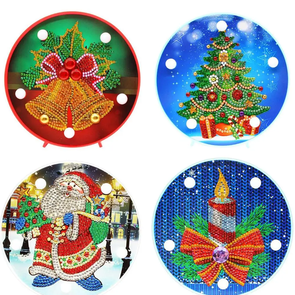 

DIY LED Special Shaped Diamond Painting Light Santa Claus Needlework Home Lamp for Christmas Ornament Night Light