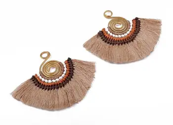 

Fan Tassel Earring Charms with Brass - Tassel earring pendant - Fan Earrings Accessories - 2Pcs/Lot - 81x69.19x3.34mm - TS1111
