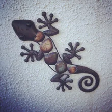 Home-Decor Statues-Accessories Sculptures Jardin Gecko-Wall Metal Animales Outdoor 