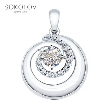 

Pendant SOKOLOV from silver with cubic zirkonia, fashion jewelry, 925, women's male, pendants for neck women