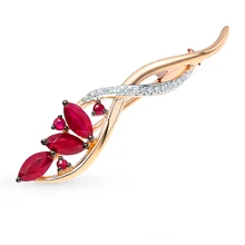 Золотая брошь с рубинами и бриллиантами SUNLIGHT проба 585