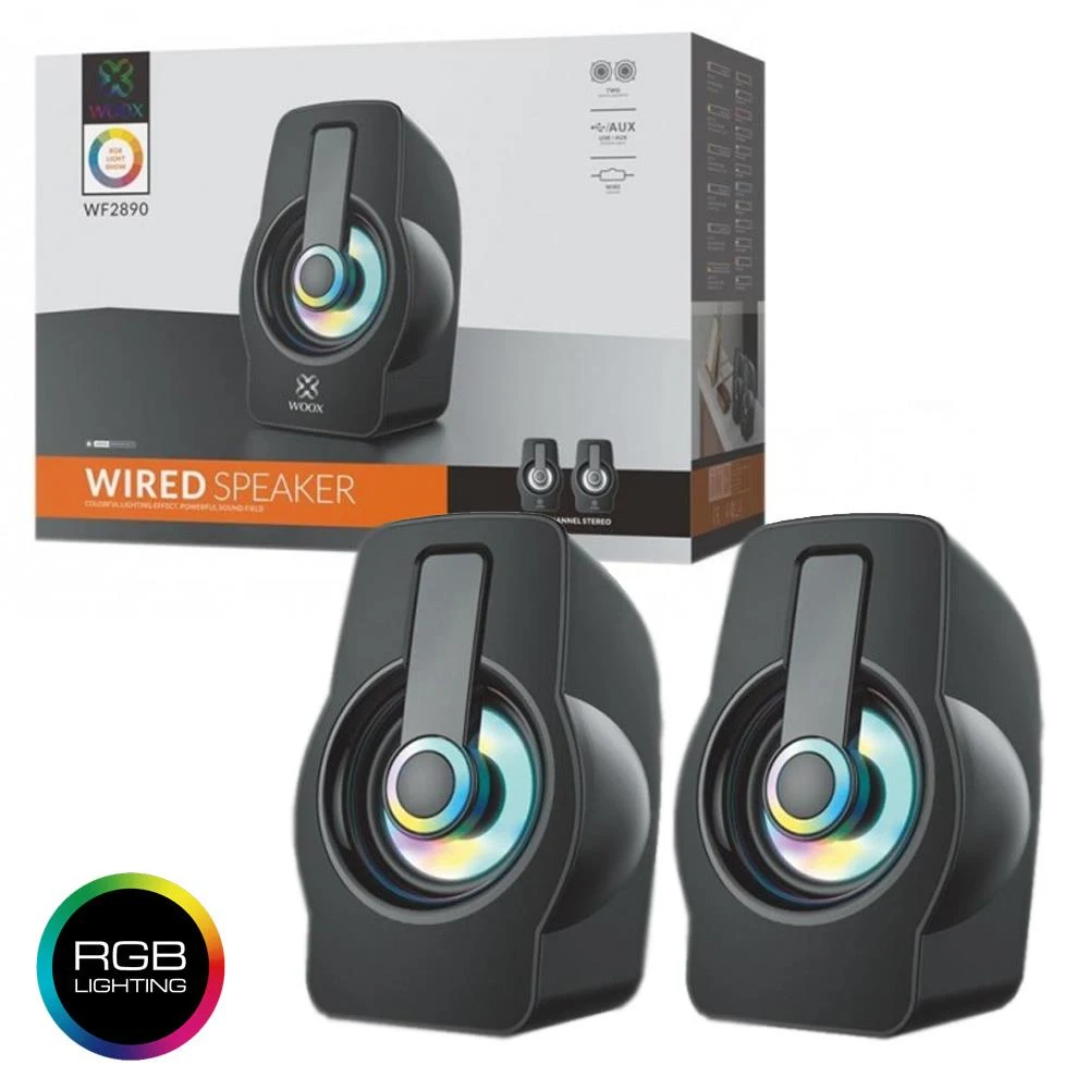 altavoces pc wired con luz LED RGB pack de 2 portátil televisión smart tv móvil tablet altavoz rgb altavoces ordenador con USB
