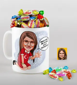 

Personalized Female Child Easy Grow Caricature Of mug And Haribo Fruitbons Candy Gift Seti-3