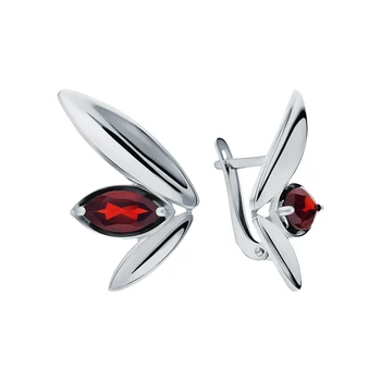 

Silver earrings with Garnet sunlight sample 925