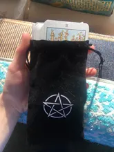 Bolsa de almacenamiento de Tarot, pentagrama de terciopelo, juego de mesa, bordado de tarjetas, bolsa con cordones, suministros de brujería para caja de Tarot, 1 Uds.