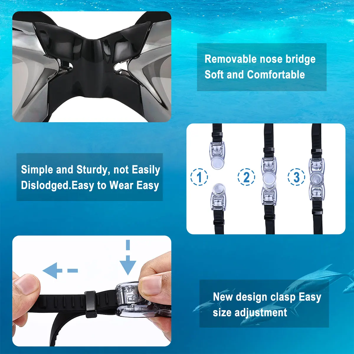 JSJM New Professional Adult Anti-fog UV Protection Lens Men Women Swimming Goggles Waterproof Adjustable Silicone Swim Glasses 5