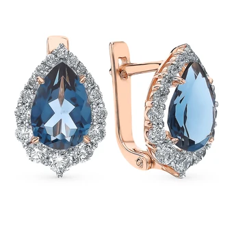 

Gold earrings with Topaz and cubic zirconia sunlight sample 585