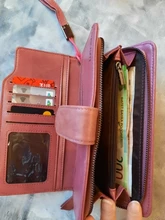 Billetera de piel auténtica para mujer, Cartera de lujo, bolso largo, tarjetero