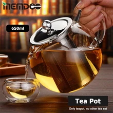 Glass Teapot Herbal-Pot Tea-Strainer Stainless-Steel Heat-Resistant Infuser--Lid 