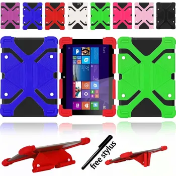 

KK&LL New Soft Rubber Tablet Shockproof Silicone Stand Cover Case+Stylus For Linx 10 Inch