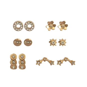 

2020 Geometric Vintage Earring Set Boho Small Stud Earrings Fashion Brincos Earrings Crystal Pearl Earrings For Women
