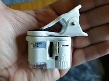 Clip Microscope Magnifying Glass Cell-Phone-Clip Uv-Light Focusing Jewelry 60X LED 