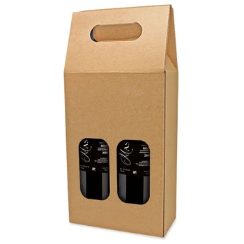 

Cash Box carton automatic window window for 2 Bottles wine Kraft 100%-Details and wedding gifts, communions, birthday and holiday.