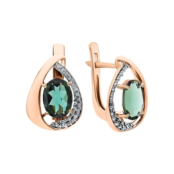

Gold earrings with tourmaline and cubic zirconia sunlight sample 585