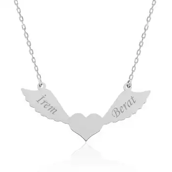 

Merve Silver 925 Sterling Silver Heart with Wing Is Lady Necklace