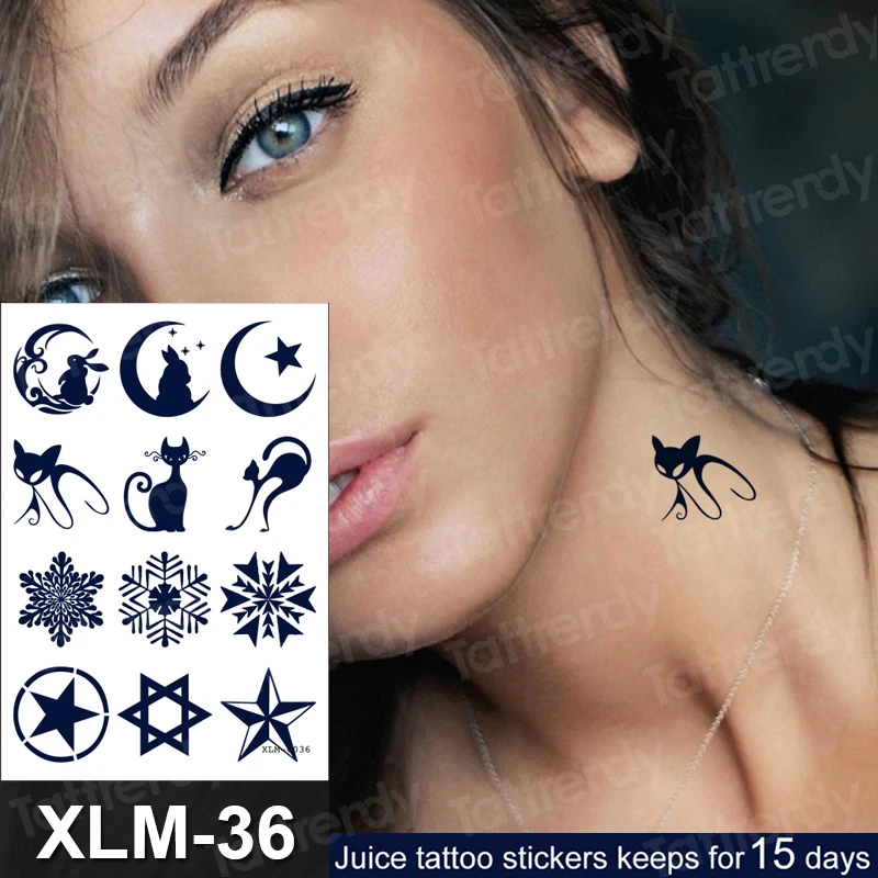Cou Poignet Tatouage Jetable Sur Jus Encre Tatouage Chat Oiseau Lune Conception Etanche Tatouage Autocollant Pour Body Art Sexy Hommes Femmes Aliexpress