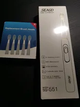 Cepillo de dientes eléctrico Seago Sonic SG-551 con reemplazo de cabezales de cepillo 4 modos de limpieza una operación clave sónico vibración cepillo resistente al agua
