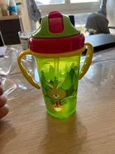 Bonita taza de alimentación de bebé de 400ML con pajita, botella de alimentación portátil sin BPA, a prueba de fugas con asa, para entrenar a niños, Sippy Copos