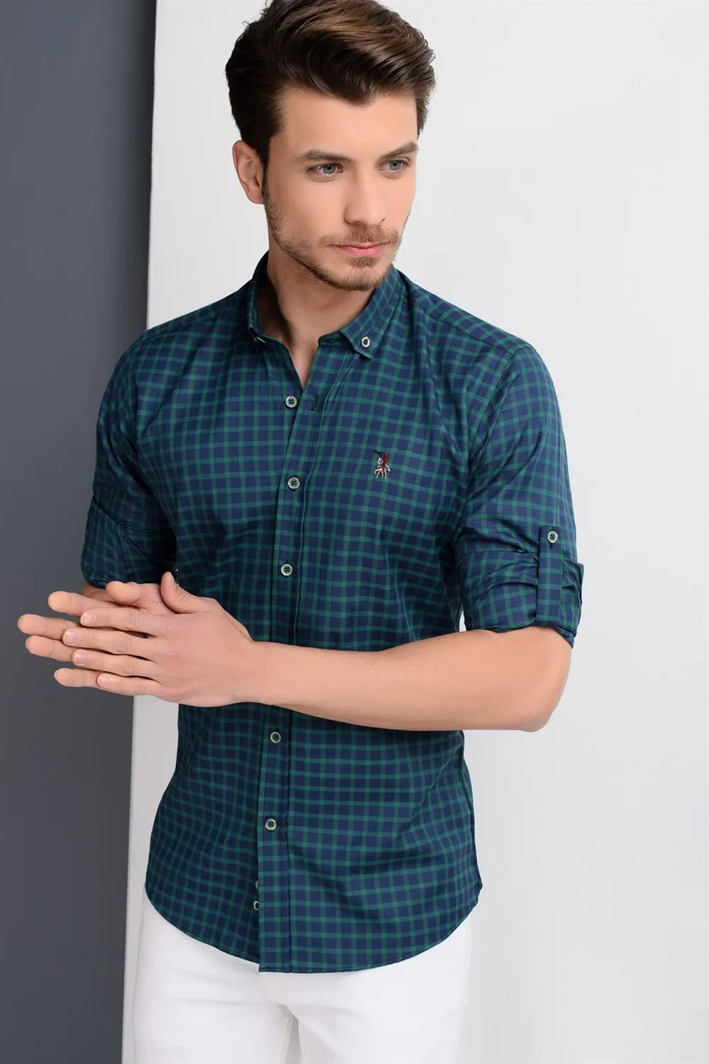 G661 DEWBERRY SHIRT-DARK BLUE-GREEN