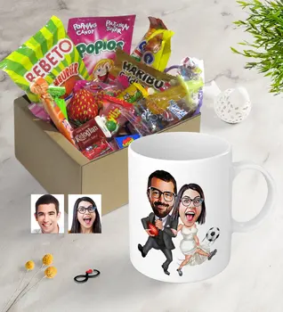 

Personalized Valentine Caricature Of Nostalgic Lezzetler Mug Seti-15