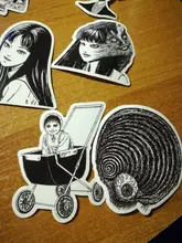 Pegatina de cómic de Horror para monopatín, adhesivo impermeable de Anime japonés Tomie, para equipaje y portátil, color blanco y negro, 10/21/49/50/56 Uds.