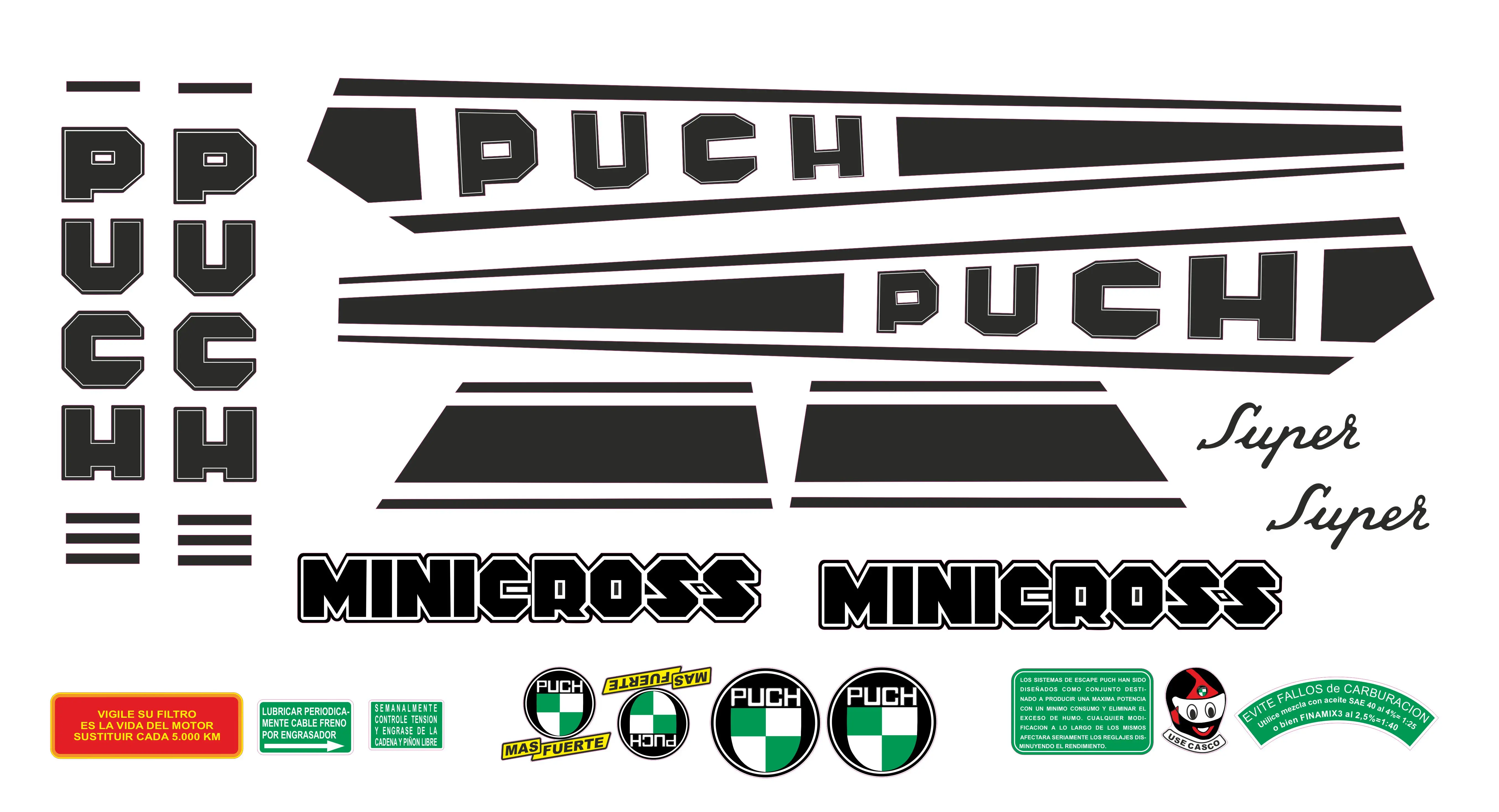 Puch Minicross Stickers Kit Completo Decorazione Moto Classiche