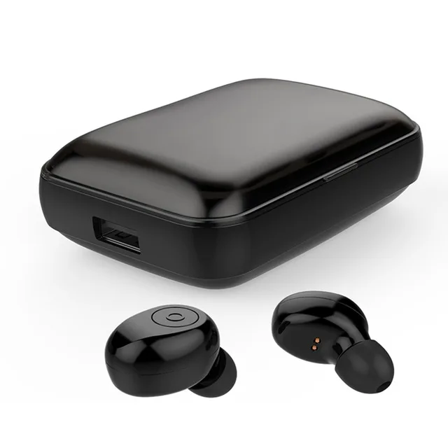 50PCS F9-3 Bluetooth Earphones TWS 5.0V Waterproof HD Stereo Wireless earbuds Noise Cancelling Gaming Headset LED Power display - Цвет: Черный