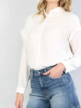 

Colins Woman Regular Fit Off White LongSleeve Shirt female fashion shirt women,CL1040252
