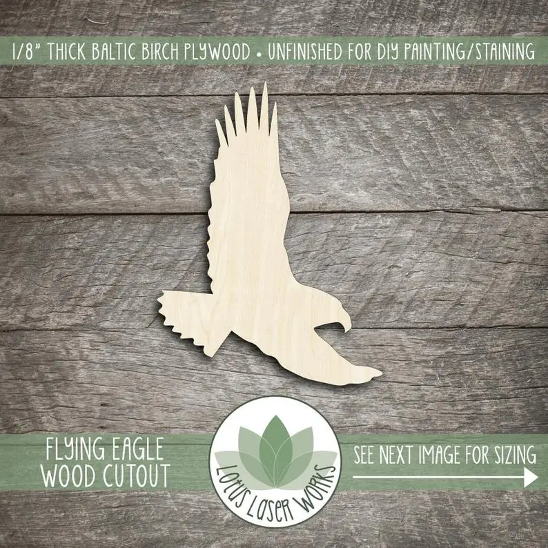Летающий орел деревянный вырез форма, лазерная резка деревянный Орел, нерыбаная деревянная форма s для DIY проектов, много вариантов размера доступны