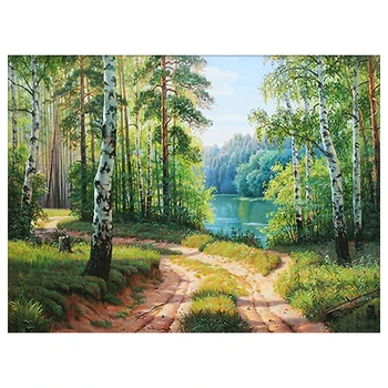 

Аж-1332 Diamond painting "Diamond painting" "the road among the Birch", 40*30 cm