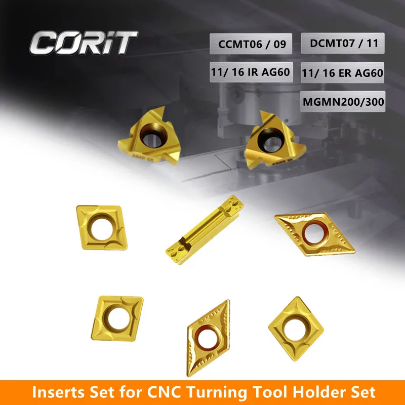 

CORIT Mixed Inserts Set CNC Lathe Turning Tool Holder Boring Bar Carbide / PCD/CBN Inserts for Metal Turning Threading Grooving