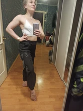 Pantalones Cargo informales para mujer, pantalón holgado de cintura alta, color negro, estilo coreano, con cinta, envío directo