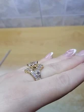 Clásico de lujo blanco Oval anillo de oro CZ propuesta de matrimonio de las mujeres bien regalo de la joyería de moda de fiesta de novia anillo de compromiso