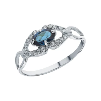 

Silver ring with cubic zirconia and London Topaz sunlight sample 925