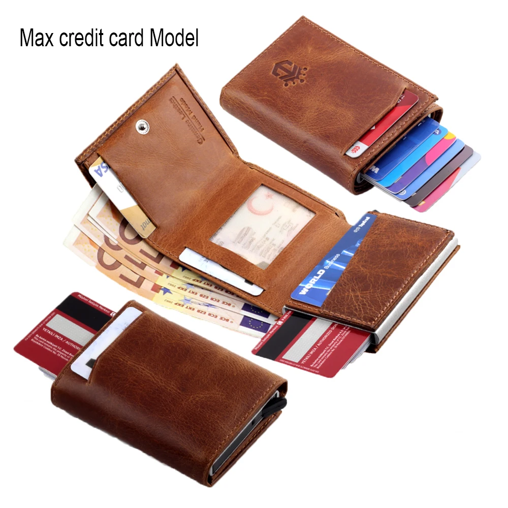 Smart Wallet Business Card Holder Real Cow Leather Handmade Smart Automatic Card Holder Men Gift