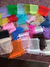 Bolsas de organza de decoración, embalaje para joyería, regalo o fiesta de boda, 7x9, 9x12, 10x15, 13x18CM, 24 colores, 50 unidades