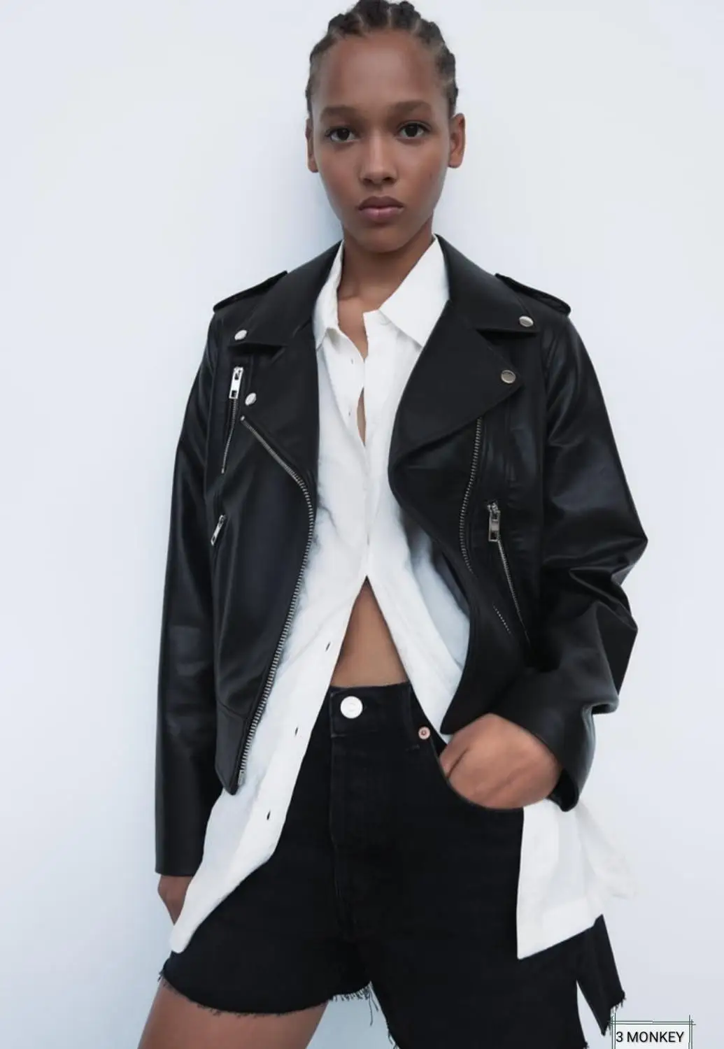 zara puff sleeve leather jacket