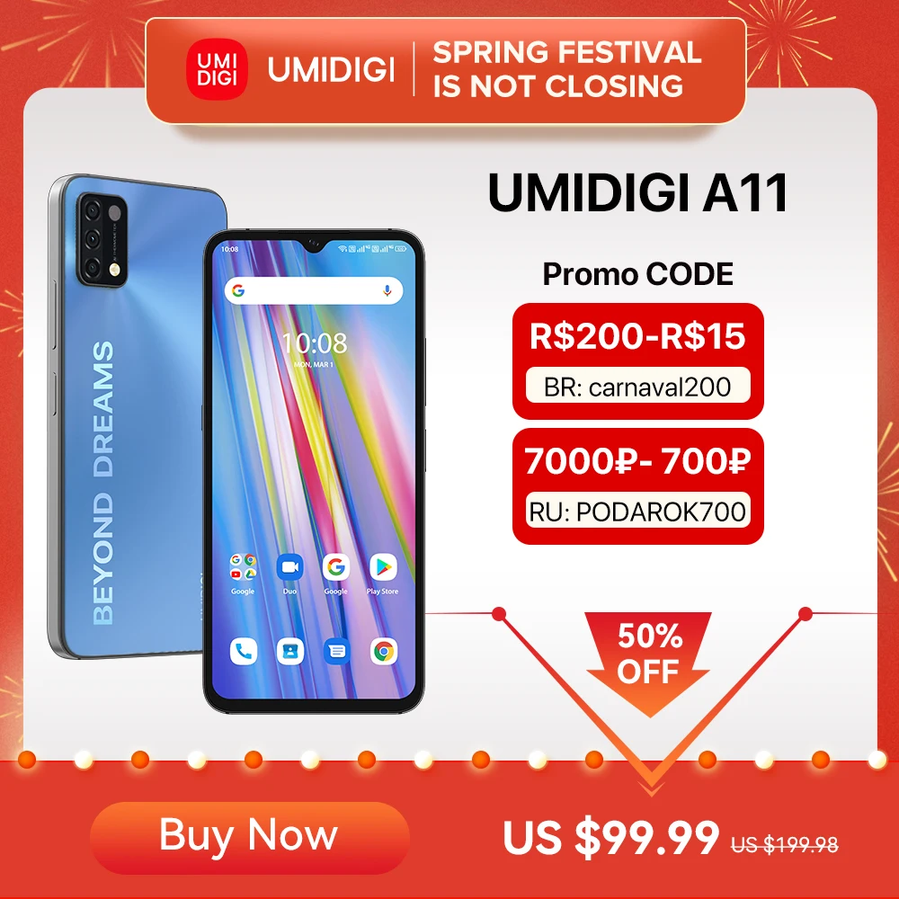 [In Stock] UMIDIGI A11 Global Version Android 11 Smartphone Helio G25 64GB 128GB 6.53 1