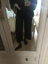 Pantalones de punto finos para mujer, pantalón suelto, de pierna ancha, cintura elástica, hasta el tobillo, talla grande, S-4XL