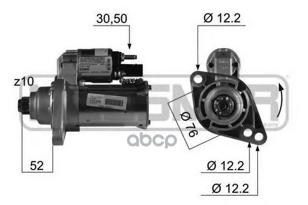 Стартер Messmer Audi A3/Seat Altea/Ibiza/Leon/Toledo/Skoda Octavia/Vw Golf/Jetta/Passat/Polo Era арт. 220445